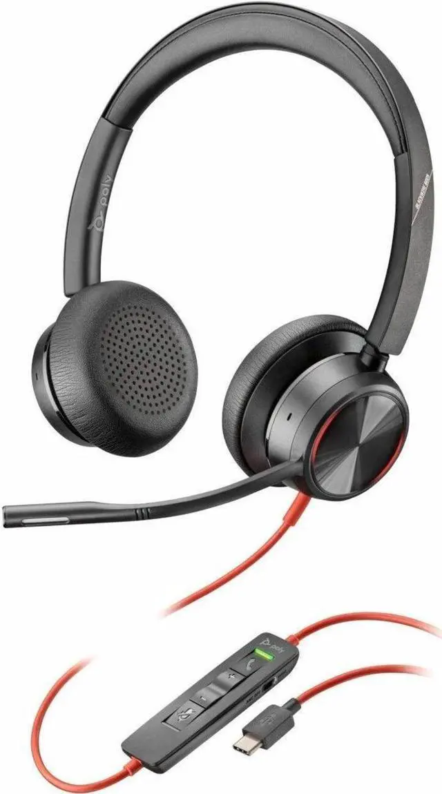 Alt view image 3 of 3 - Poly Blackwire 8225 Stereo USB-C Headset +USB-C/A Adapter - Stereo - USB Type C - Wired - 32 Ohm - On-ear - Binaural - Ear-cup - 7.10 ft Cable - Omni-directional, Noise Cancelling Microphone - Black