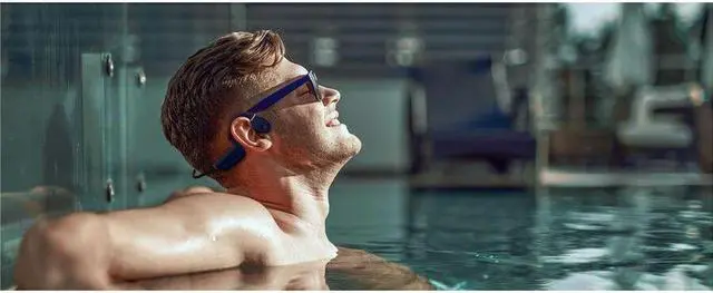 Alt view image 4 of 4 - Creative Outlier Free Pro+ Wireless Waterproof Bone Conduction Headphones with Adjustable Transducers, Built-in 8 GB MP3, Multipoint connectivity, Up to 10 Hours of Battery Life, Mic (Blue & Black)
