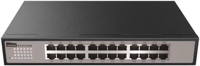 Alt view image 6 of 13 - 24-port Unmanaged Gigabit Switch, Desktop Ethernet Splitter, Ethernet Hub, Plug and Play, Fanless Quite, Traffic Optimization, Sturdy Metal Desktop size, expandable to standard 19" rack mount with included mounting bracket (ST3124GS)