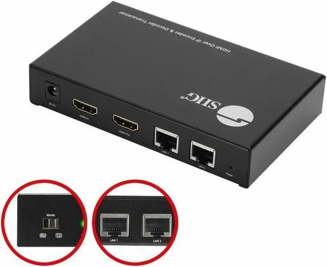 Alt view image 15 of 15 - SIIG HDMI Over IP Encoder & Decoder Transceiver - TX/RX Mode Switching, Cascading, 1080p, One to One 600ft, One to Many, Many to Many via VLAN, 2X RJ45, TAA Compliant (CE-H27P11-S1)