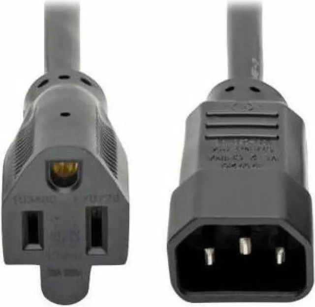 Alt view image 2 of 2 - Tripp Lite series NEMA 5-15R to C14 Computer AC Power Cable - 13A, 125V, 16 AWG, 1 ft. (0.31 m), Black