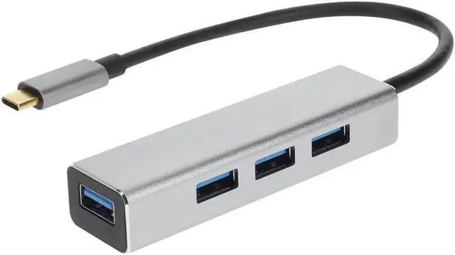 Main image of AddOn 8in USB-C Male to 4xUSB 3.0 A Female Hub with Aluminum Housing USBC24USB3ALAA