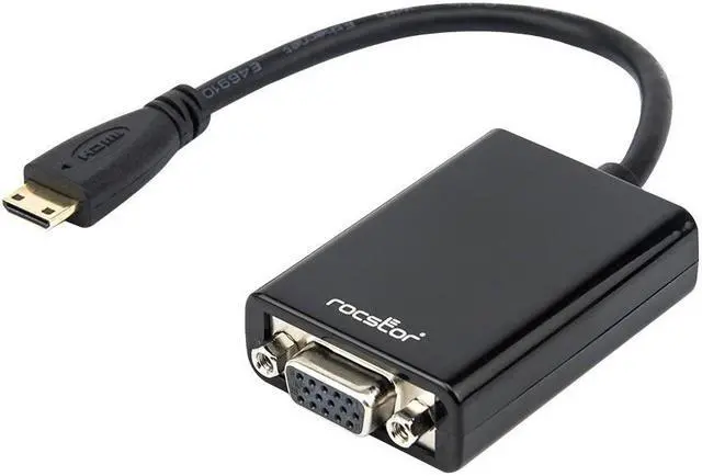 Alt view image 19 of 19 - Rocstor Y10A185-B1 6In Mini Hdmi To Vga Adapter Male To Vga Female Black
