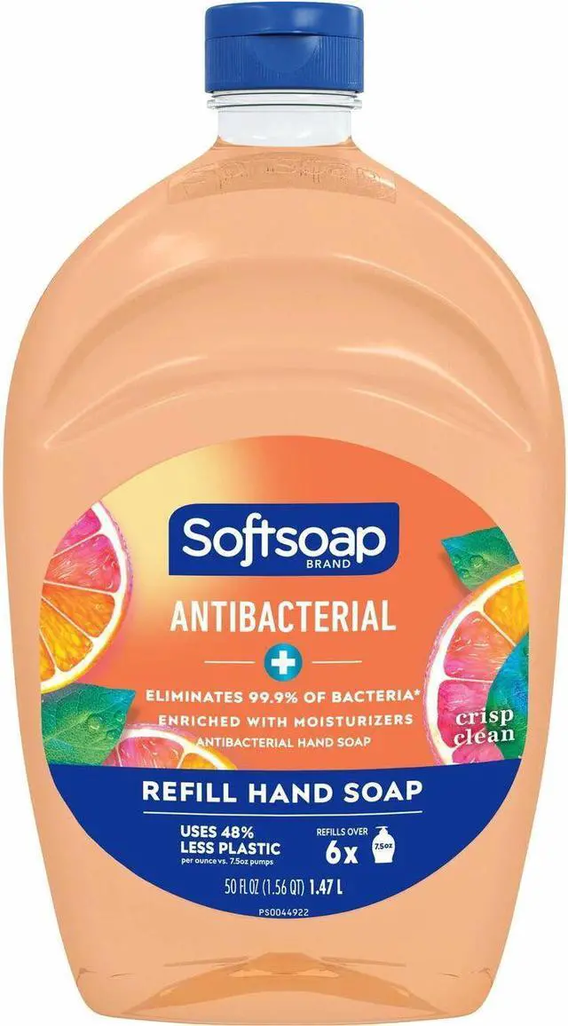 Alt view image 10 of 10 - Softsoap Antibacterial Liquid Hand Soap Refill for Dispenser Crisp Clean Scent 6/Carton (US05261ACT) 46325