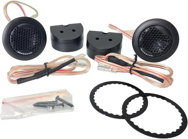 Alt view image 3 of 3 - massive audio ft1  100 watts max, 50 watts rms, ft series car audio tweeters, 20mm inverted dome, 4 ohm, 360 degree swivel feature for all 3 included mounting accessories pair