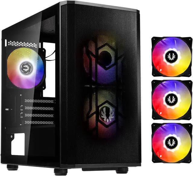Alt view image 8 of 8 - BitFenix Nova Mesh mATX (Micro ATX, Mini ITX) PC Gaming Case ARGB Edition Black, 3 x ARGB Fans Pre-Installed, 240mm AIO Support at Top, GPU Length Support Up To 345mm