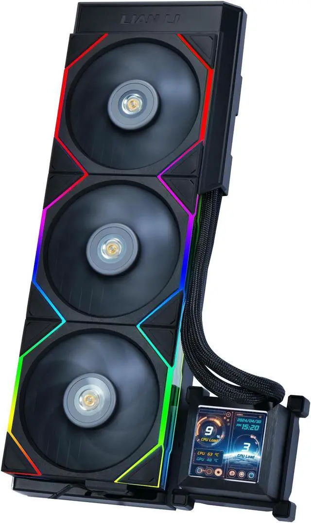 Alt view image 8 of 8 - Lian Li Hydroshift 360 AIO - Pre-installed 3 x TL Fans - Side-Mounted Coolant Pathway - 2.88 LCD Screen - 480 × 480 Resolution - Captured Screenshots or Recorded Videos Shift AIO - Black (HSLCD36TB)