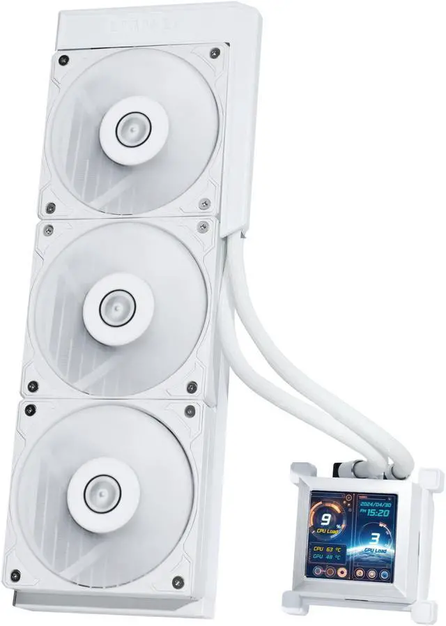 Alt view image 8 of 8 - Lian Li Hydroshift 360 AIO- Pre-installed 3 x 28MM fans - Side-mounted coolant pathway - 2.88” LCD Screen - 480 × 480 Resolution - Captured screenshots or recorded videos Shift AIO -White (HSLCD36SW)