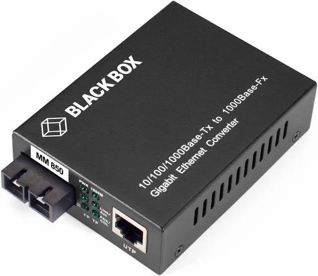 Alt view image 3 of 8 - Black Box Pure Networking Transceiver Media Converter 1 x Network (RJ-45) - 1 x SC Ports - DuplexSC Port - Multi-mode-850 nm Fiber-Gigabit Ethernet-1804.46 ft-AC Adapter-Standalone, Rack-mountable