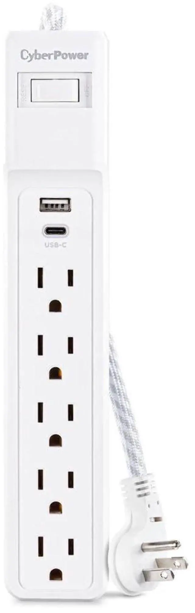 Alt view image 2 of 13 - CyberPower P504UC Home Office Surge Protector, 4ft Cord, White