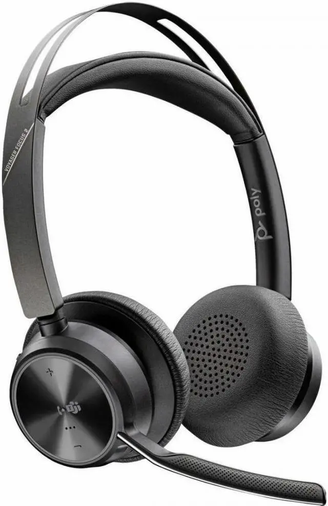 Alt view image 7 of 7 - Poly Voyager Focus 2 Microsoft Teams Certified USBC-C Headset + USB-C/A Adapter TAA - Microsoft Teams Certification - Google Assistant, Siri - Stereo - USB Type C - Wired/Wireless - Bluetooth - 298.6
