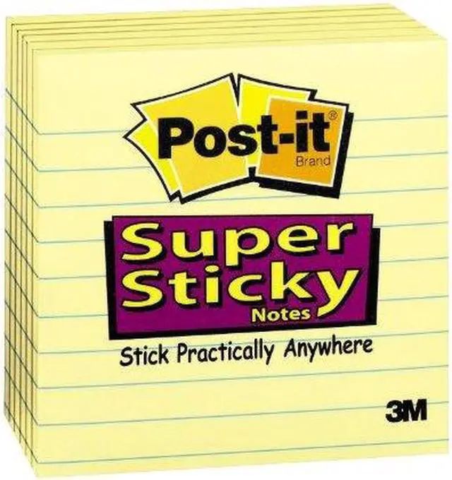 Alt view image 13 of 13 - 3M Company MMM6756SSCY Post-It Super Sticky Notes 4X4 6Pk Lined