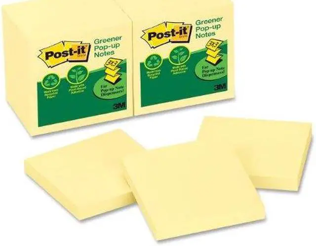 Alt view image 8 of 8 - Recycled Pop-up Notes 3 x 3 Canary Yellow 100-Sheet 12/Pack