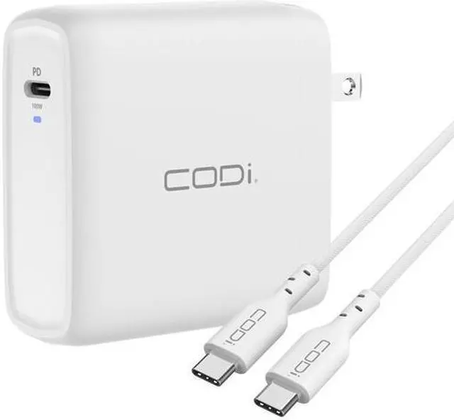 Alt view image 7 of 12 - CODi 100W Wall USB-C Charger with USB2.0 EPR Braided Cable