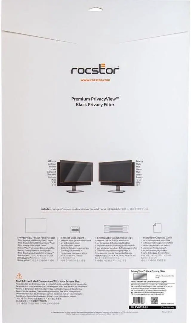 Alt view image 2 of 2 - Rocstor Privacyview Premium Privacy Filter For 34 Widescreen Landscape Monitor - For 34 Monitor/display - 21:9 Aspect Ratio - Glossy / Matte - Unframed - Anti-glare - Comparable