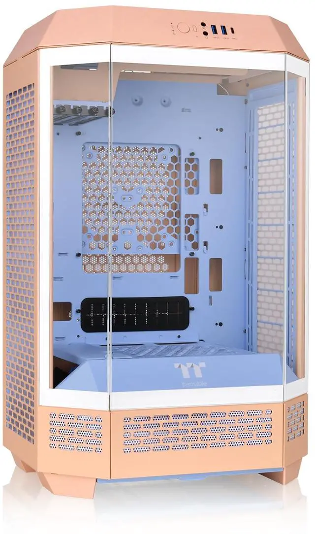 Alt view image 8 of 9 - Thermaltake Tower 300 Summer Edition Peach Fuzz Micro-ATX Case; 2x140mm CT Fan Included; Supports Up to 420mm Radiator; Horizontal Display Capable; CA-1Y4-00SKWN-00