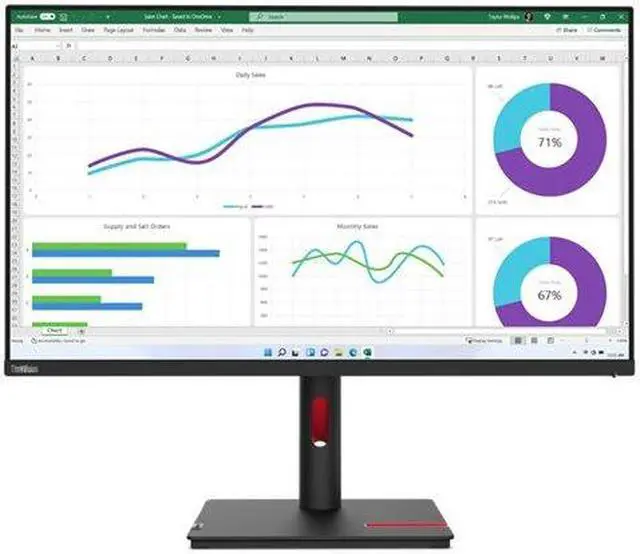 Alt view image 8 of 8 - Lenovo ThinkVision T32h-30 32" Class Webcam WQHD LED Monitor - 16:9 - Raven Black - 31.5" Viewable - In-plane Switching (IPS) Technology - WLED Backlight - 2560 x 1440 - 1.07 Billion Colors