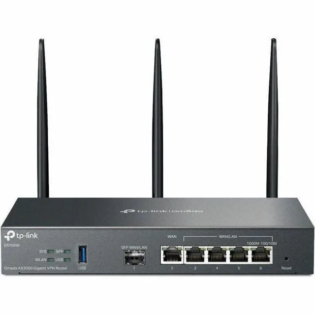 Alt view image 7 of 14 - TP-Link ER706W | Omada 6 Port Wireless VPN Router | AX3000 Dual Band Wi-Fi 6 | Up to 5 Gigabit WAN Ports | Support Mobile Broadband | Detachable Antenna | Omada SDN Integrated | Lightning Protection