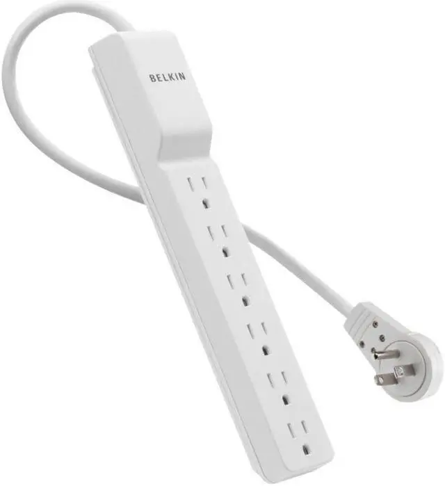 Alt view image 8 of 9 - Belkin 6-Outlet Surge Protector Power Strip, 6ft Cord, 360° Rotating Plug - 1080 Joules Protection