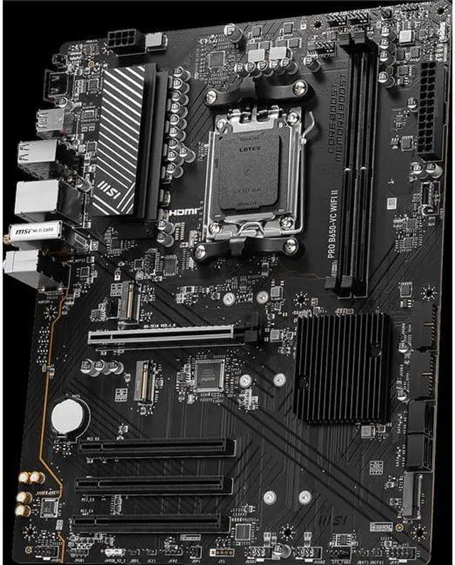Main image of MSI PRO B650-VC WIFI II AM5 AMD B650 DDR5 7800+(OC) PCIe 4.0, 3x M.2, USB 3.2 Gen 2, Wi-Fi 6E, Bluetooth 5.3, HDMI 2.1, Gigabit LAN, ATX Motherboard - Supports Ryzen 9000/8000/7000 Series