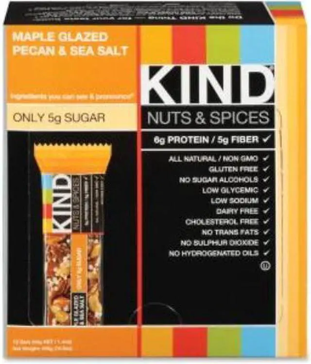 Alt view image 5 of 5 - Kind Nuts & Spices, Maple Glazed Pecan & Sea Salt, 12 Bars, From Peaceworks