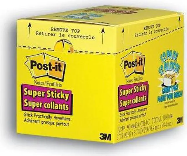 Alt view image 3 of 3 - Post-it Notes Super Sticky - Canary Yellow Note Pads, 4 x 4, Lined, 90/Pad - 12 Pads/Pack