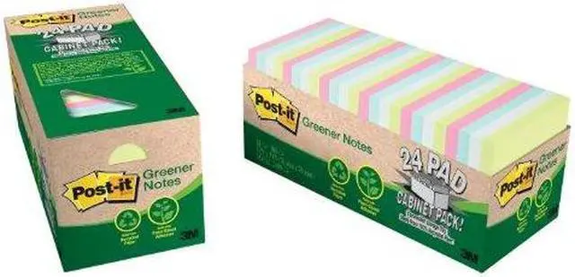 Alt view image 4 of 4 - Post-it - Greener Recycled Notes - 3 x 3 - Sunwashed Pier - 24 75-Sheet Pads/Pack