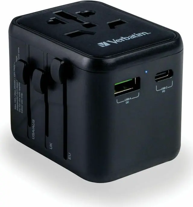 Alt view image 8 of 8 - Verbatim UTA-02 Universal Travel Adapter 20W - USB -C, USB-A - 120 V AC, 230 V AC Input - 5 V DC/10 A, 9 V DC, 12 V DC Output