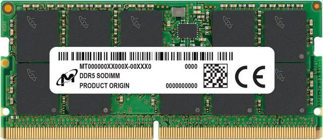 Alt view image 2 of 3 - Crucial 32GB (1 x 32GB) DDR5 PC5-44800 5600MHz CL46 262-pin Dual-rank Notebook Memory Model MTC20C2085S1TC56BD1R