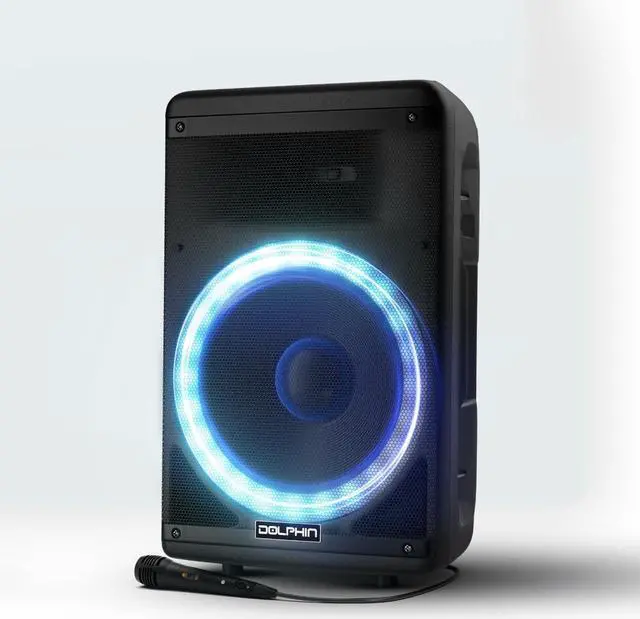 Alt view image 8 of 8 - Dolphin SP-1600RBT Party Speaker | 15" 3600W Loud Sound System w/LED Lights, Includes Microphone & Remote Control