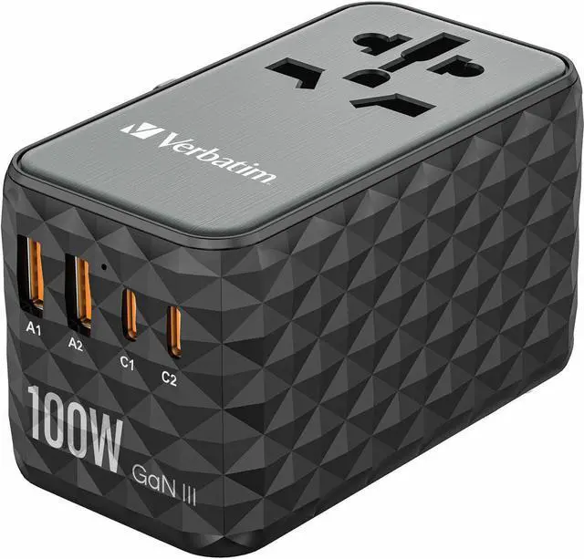 Alt view image 8 of 14 - Verbatim UTA-06 Gan III Universal Travel Adapter 100W - USB-C, USB-A - 100 W - 120 V AC, 230 V AC Input