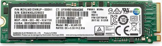 Main image of HP 512 GB Solid State Drive Internal PCI Express NVMe 1 Year Warranty 406L8AA