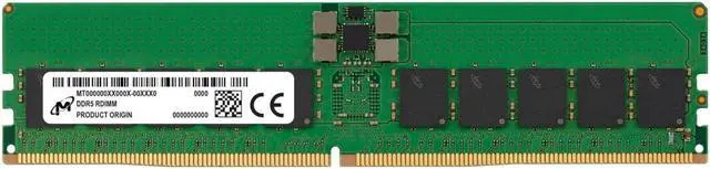 Alt view image 2 of 3 - Micron 32GB (1 x 32GB) DDR5 SDRAM PC5-44800 5600MHz CL46 ECC Registered Server and Workstation Model MTC20F1045S1RC56BD1R