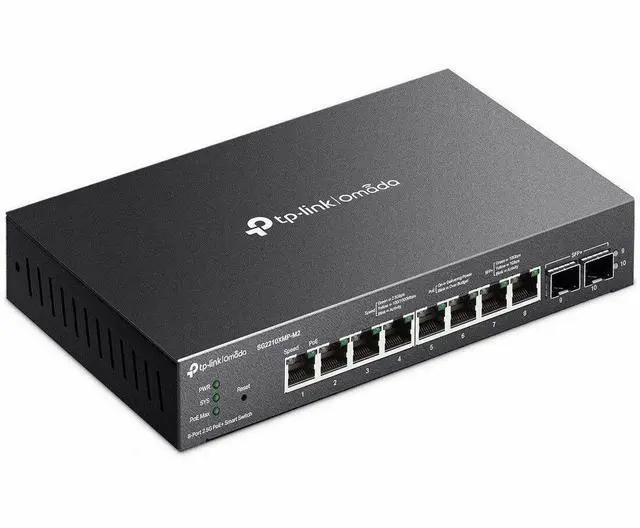 Alt view image 7 of 11 - TP-Link Omada 8-Port 2.5GBASE-T and 2-Port 10GE SFP+ Smart Switch with 8-Port PoE+ - Gigabit Ethernet, 100 Gigabit Ethernet, 2.5 Gigabit Ethernet - 100Base-T, 1000Base-T, 2500Base-T, 10GBase-X - 180.1