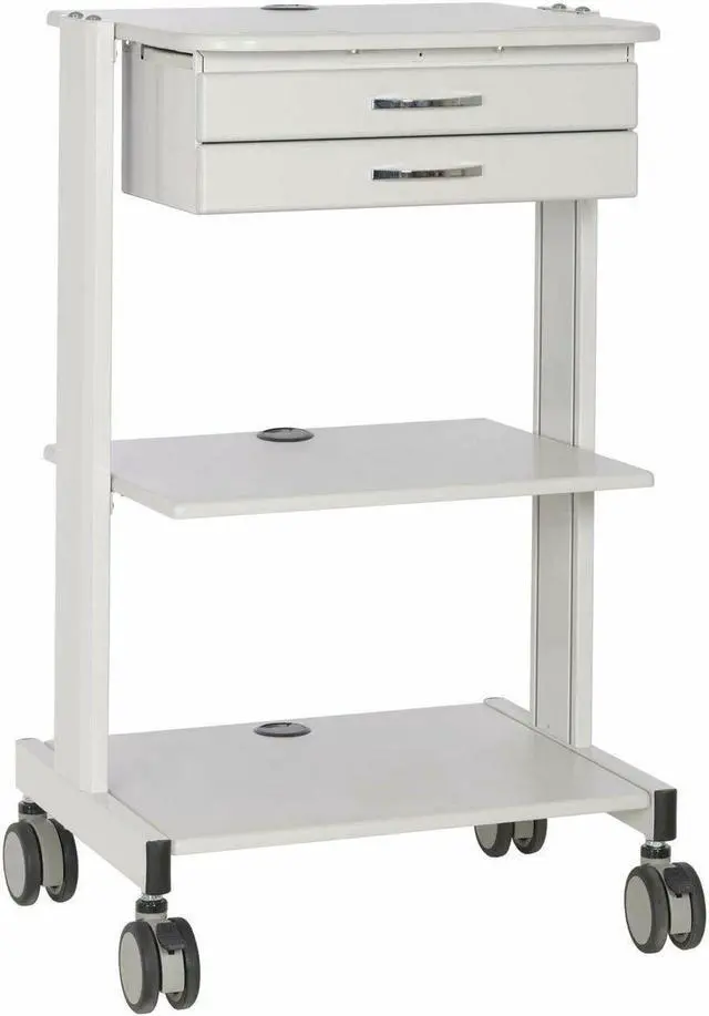 Alt view image 8 of 15 - Tripp Lite Mobile Standing Desk 2 Adjustable Shelf & 2 Metal Storage Drawers, TAA Compliant, Home Office & School, 5-Year Warranty, White