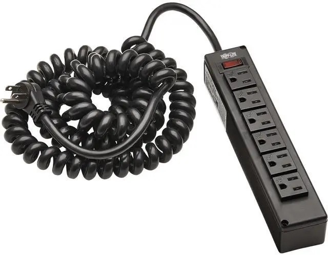 Alt view image 8 of 20 - Tripp Lite SafeIT 6-Outlet Surge Protector 10 ft. Spiral Cord Black TLP610COILAM