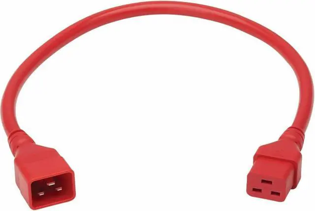 Alt view image 8 of 9 - Eaton Tripp Lite Series Power Extension Cord, C20 to C19 - Heavy-Duty, 20A, 250V, 12 AWG, 2 ft. (0.6 m), Red - For Server Chassis, Server, Router, Network Device, UPS, PDU, Network Switch - 12 Gauge -