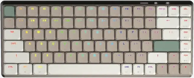 Alt view image 6 of 7 - Azio CSG20404 Cascade Low Profile/Slim Wireless Backlit Mechanical Keyboard, Bronze Base, Milk Tea KC - Forest Dark