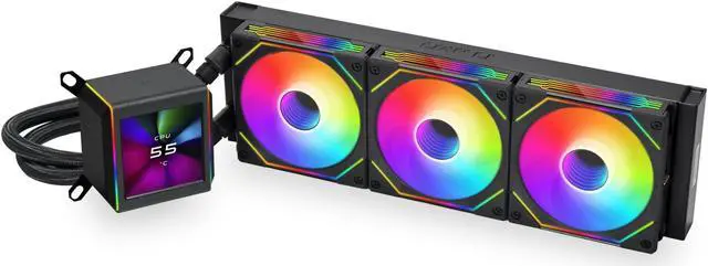 Alt view image 2 of 2 - Lian Li Ga Ii Lcd 360Mm Aio - Asetek 8Th Gen - 2.88  Ips Lcd Screen Liquid Cooler - Screen Recording For Videos And Photos - Pre-Installed Daisy-Chained Argb Fans Or Uni Fan Sl-Inf Fans (Ga2Alcd36Inb)