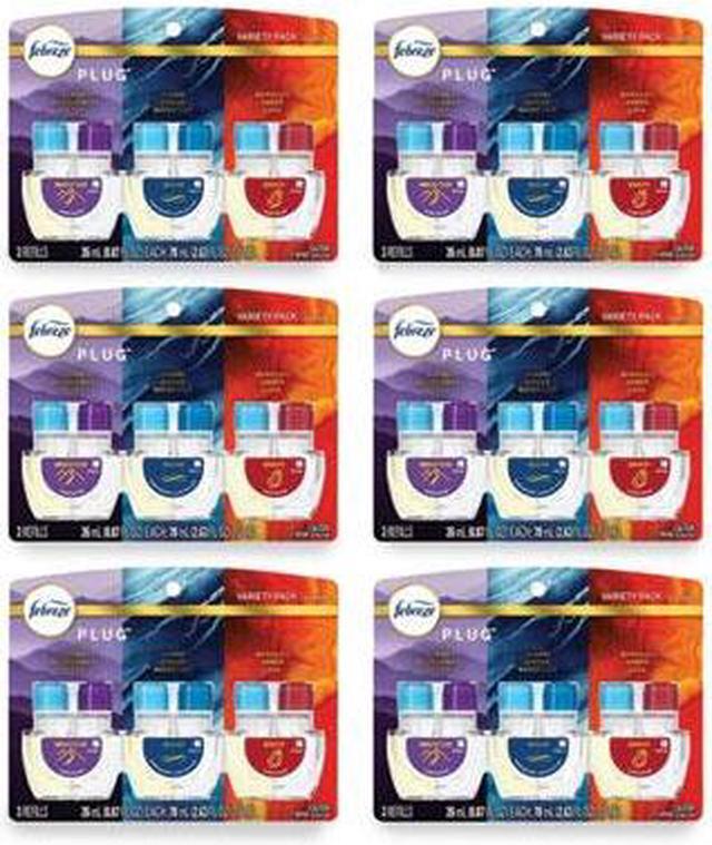 PLUG Air Freshener Refills, 2.63 oz, Alpine Wildflower Cedar/Hinoki Ginger Water Lily/Mandarin Amber Lava, 3/PK, 6 PK/Carton