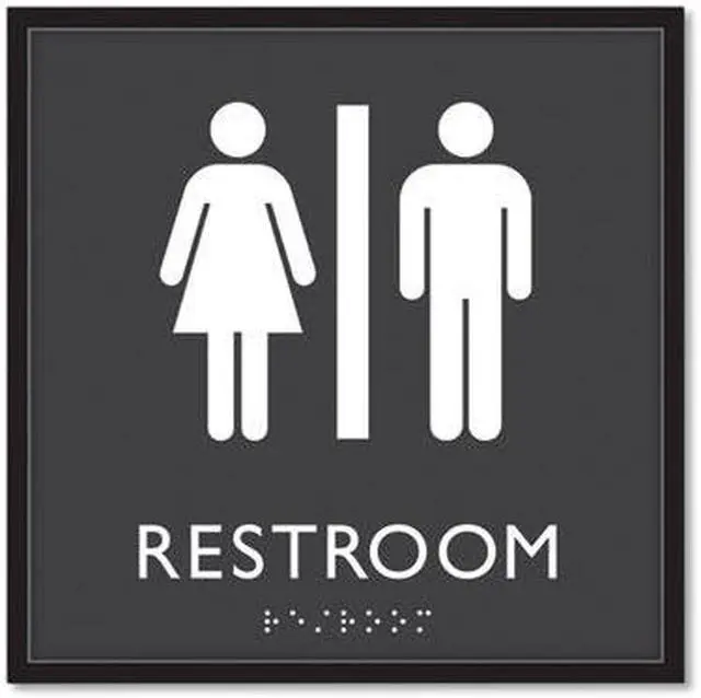Main image of ADA Sign Unisex Restroom Plastic 8 x 8 Clear/White 66910