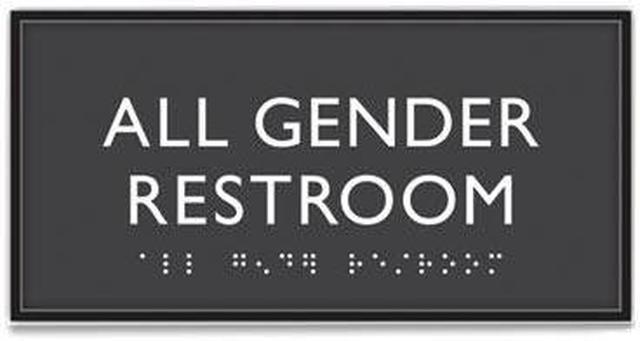 ADA Sign, All Gender Restroom, Plastic, 4 x 4, Clear/White ADA Sign, All Gender Restroom, Plastic, 4 x 4, Clear/White