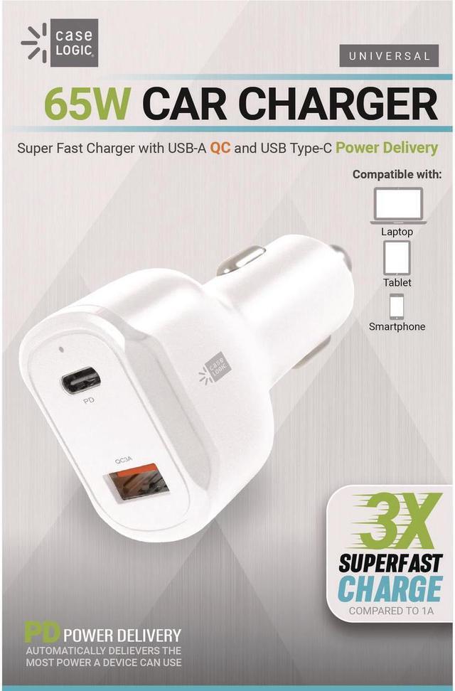 PD Car Charger, 60 W, Two 2 A Ports, White PD Car Charger, 60 W, Two 2 A Ports, White
