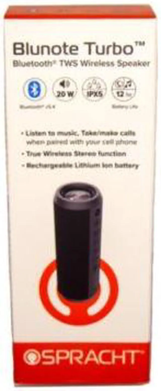 Main image of Spracht Blunote Turbo Portable Bluetooth Speaker System 20 W RMS Matte Black