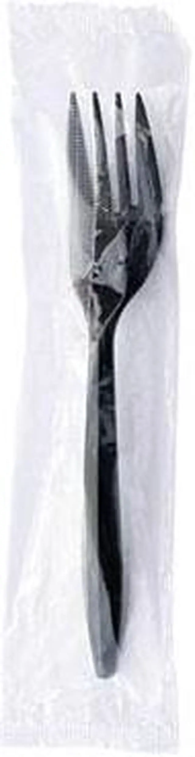 Main image of Mediumweight Wrapped Polypropylene Cutlery Fork Plastic Black 1000/Carton BWKFORKBLPPIW