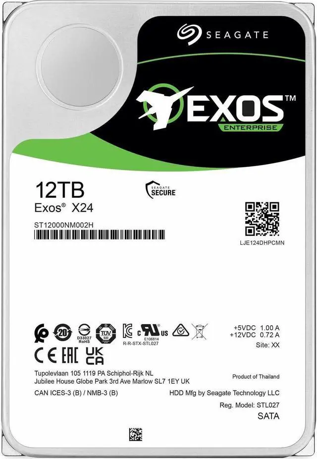 Alt view image 6 of 6 - Seagate 12TB Exos X24 HDD 3.5 SATA 7200 ISE Bare Hard Drive