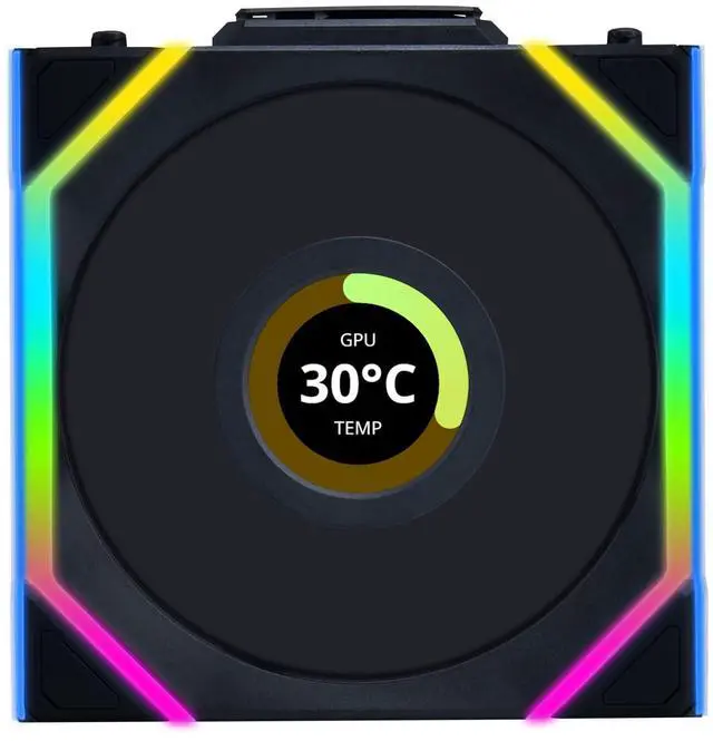 Alt view image 7 of 7 - Lian Li UNI Fan SL LCD Wireless (Reverse Blade) 120mm ARGB Fan - Single Pack - 1.6" LCD - 2.4 GHz Wireless Signal for RGB & Fan Control - Controller NOT Included & Required - Black(12RSLLCD1W1B)
