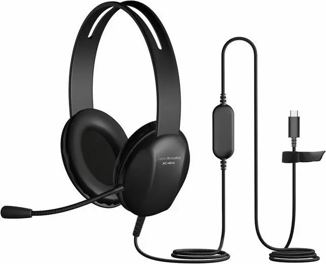 Alt view image 8 of 8 - Cyber Acoustics AC-4014 Headset - Stereo - USB Type C - Wired - 32 Ohm - 20 Hz - 20 kHz - Over-the-head, On-ear - Binaural - Supra-aural - 6 ft Cable - Uni-directional Microphone