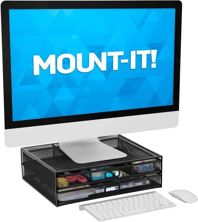 Alt view image 4 of 10 - Mount-it! MI-7365 Mesh Computer Monitor Riser Stand
