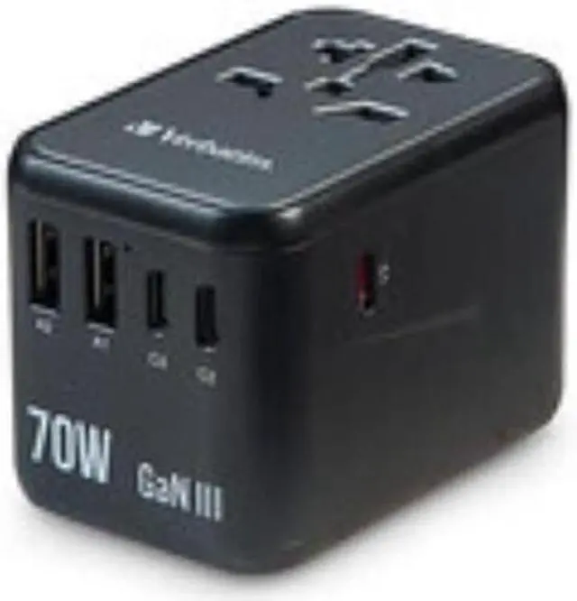 Alt view image 8 of 9 - Verbatim UTA-09 Gan III Universal Travel Adapter 70W - USB-C, USB-A - 70 W - 120 V AC, 230 V AC Input